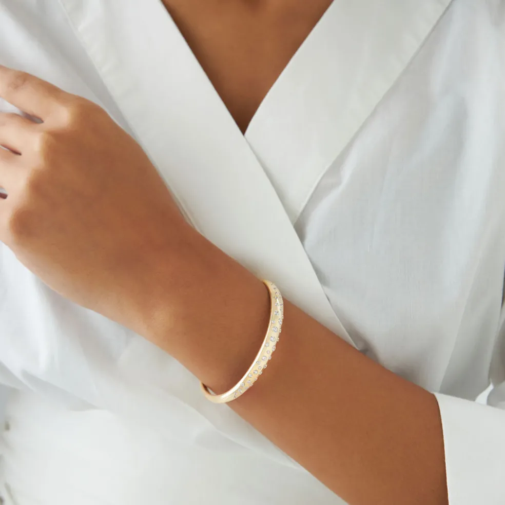 14k 1.20ctw Dome Floating Diamond Bangle Bracelet