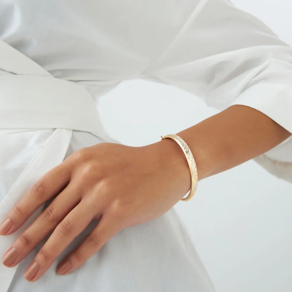 14k 1.20ctw Dome Floating Diamond Bangle Bracelet