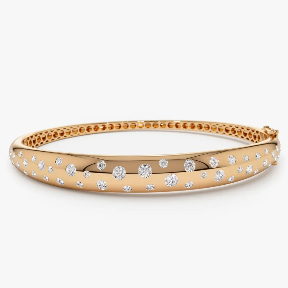 14k 1.20ctw Dome Floating Diamond Bangle Bracelet