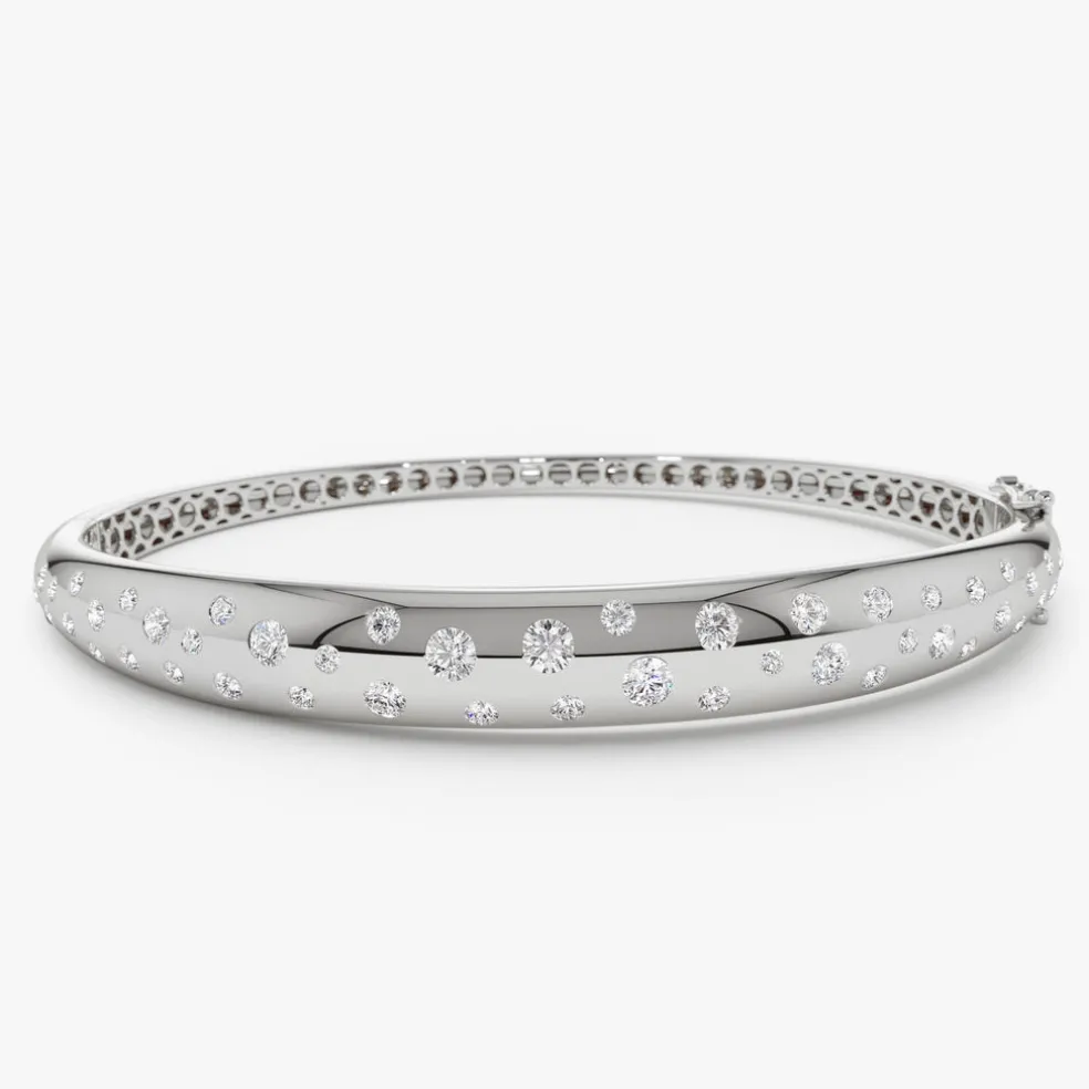 14k 1.20ctw Dome Floating Diamond Bangle Bracelet