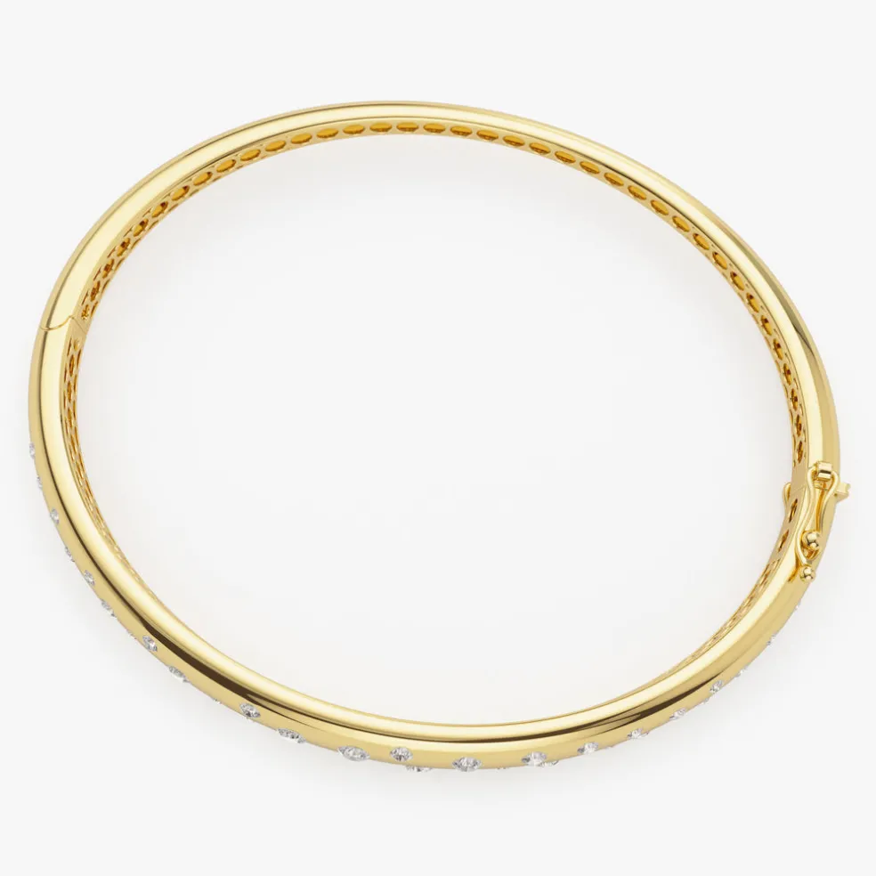 14k 1.20ctw Dome Floating Diamond Bangle Bracelet