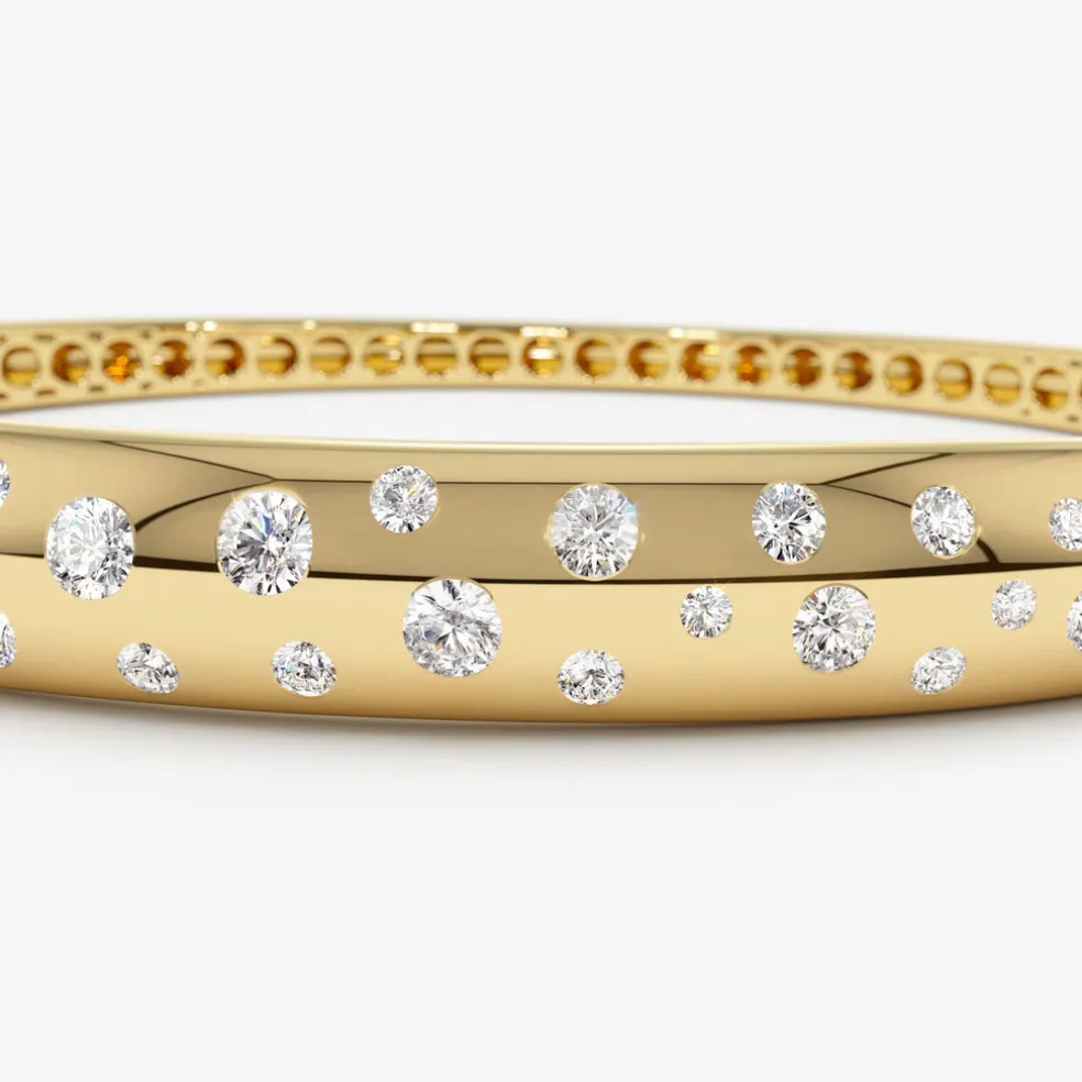 14k 1.20ctw Dome Floating Diamond Bangle Bracelet