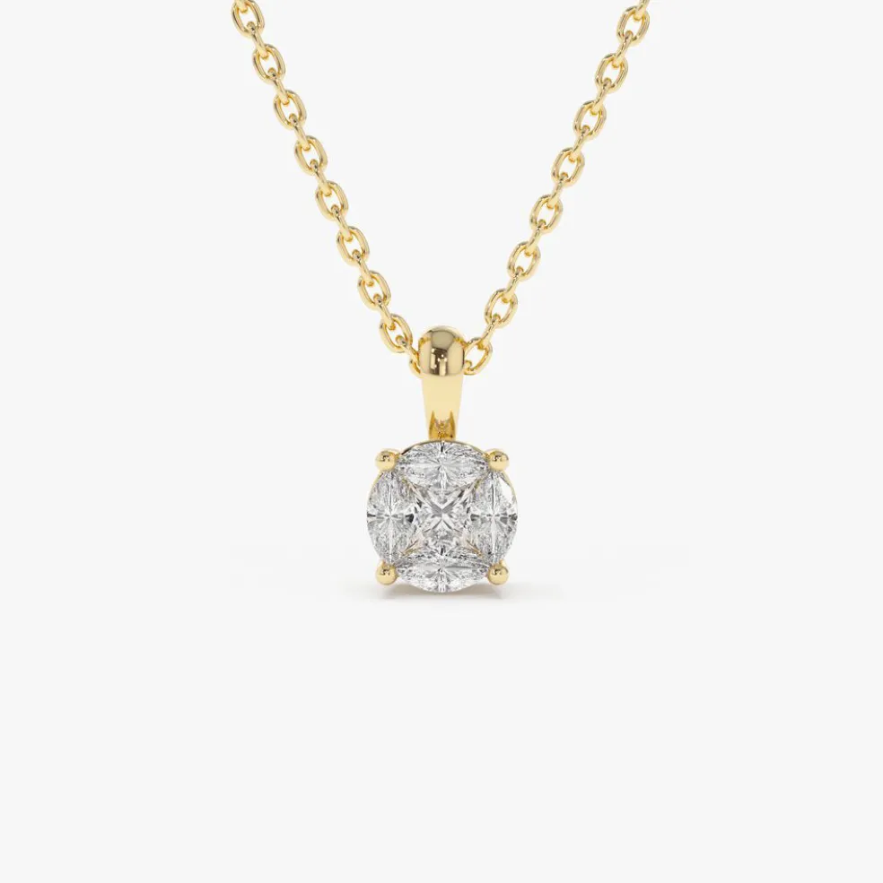 14k 0.25ctw Illusion Setting Brilliant Diamond Necklace