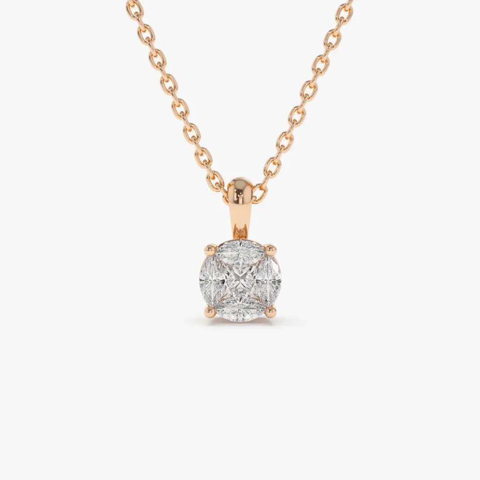 14k 0.25ctw Illusion Setting Brilliant Diamond Necklace