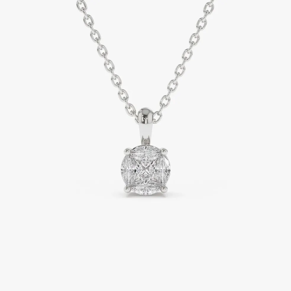 14k 0.25ctw Illusion Setting Brilliant Diamond Necklace