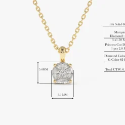 14k 0.25ctw Illusion Setting Brilliant Diamond Necklace