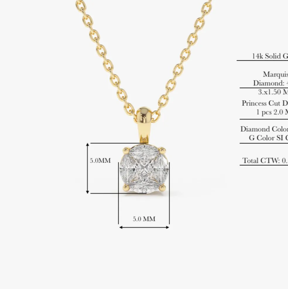 14k 0.25ctw Illusion Setting Brilliant Diamond Necklace