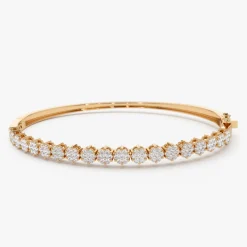 14k 1.15ctw Luxurious Cluster Diamond Bangle