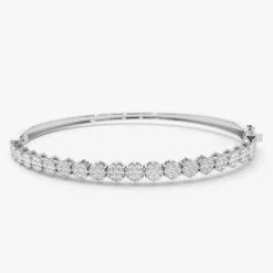 14k 1.15ctw Luxurious Cluster Diamond Bangle