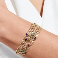 14k Cuban Link Bracelet w/ Bezel Setting Amethyst