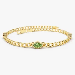 14k Cuban Link Bracelet w/ Bezel Setting Peridot