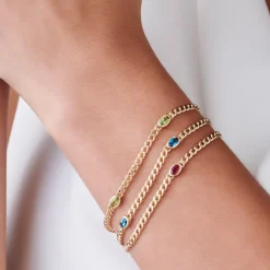 14k Cuban Link Bracelet w/ Bezel Setting Peridot