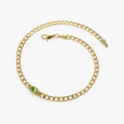 14k Cuban Link Bracelet w/ Bezel Setting Peridot