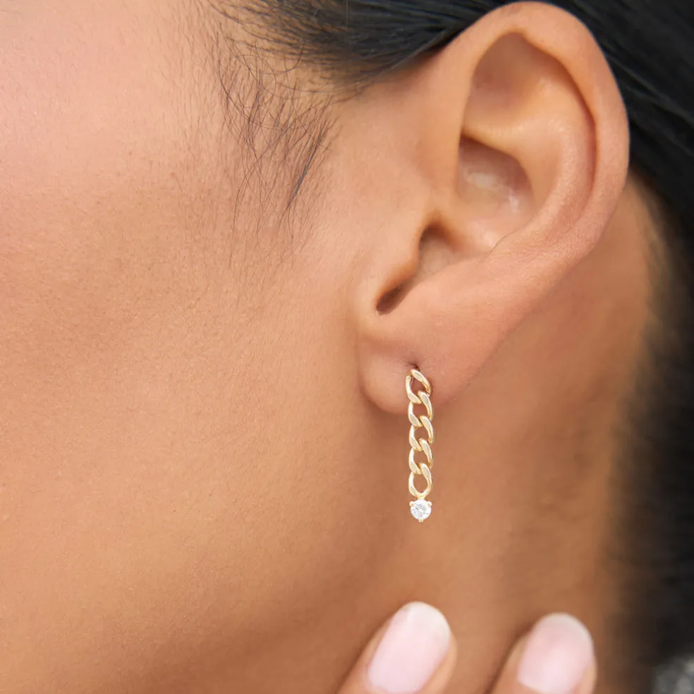 14k Cuban Link Diamond Earrings