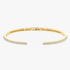 14k Cuff Diamond Bangle Bracelet 0.50 ctw
