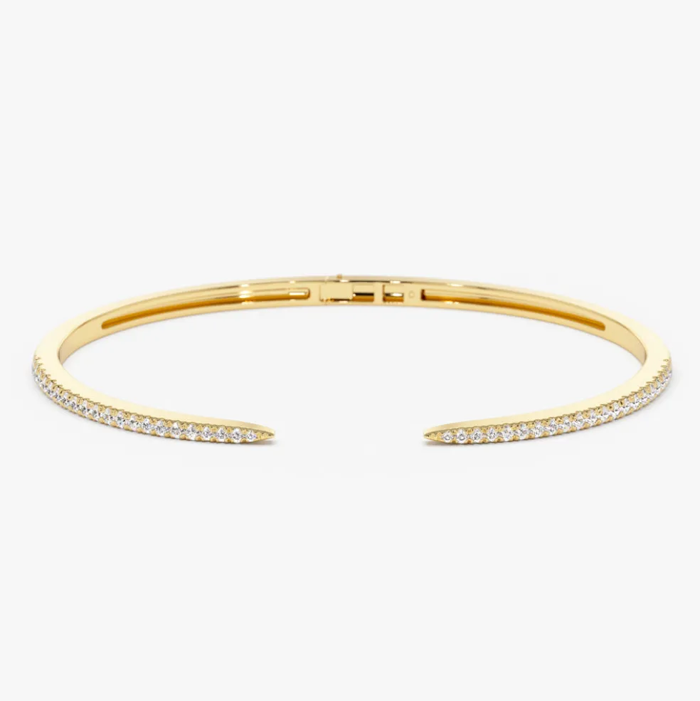 14k Cuff Diamond Bangle Bracelet 0.50 ctw