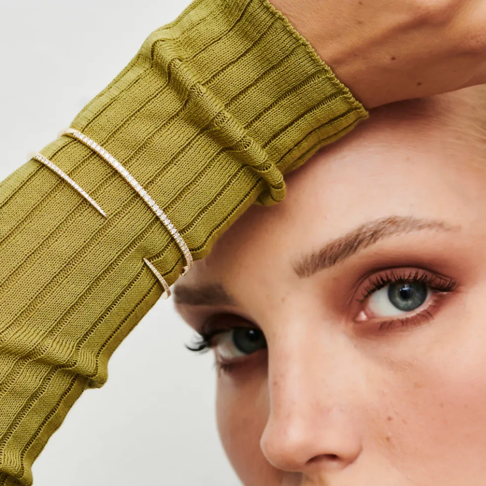 14k Cuff Diamond Bangle Bracelet 0.50 ctw
