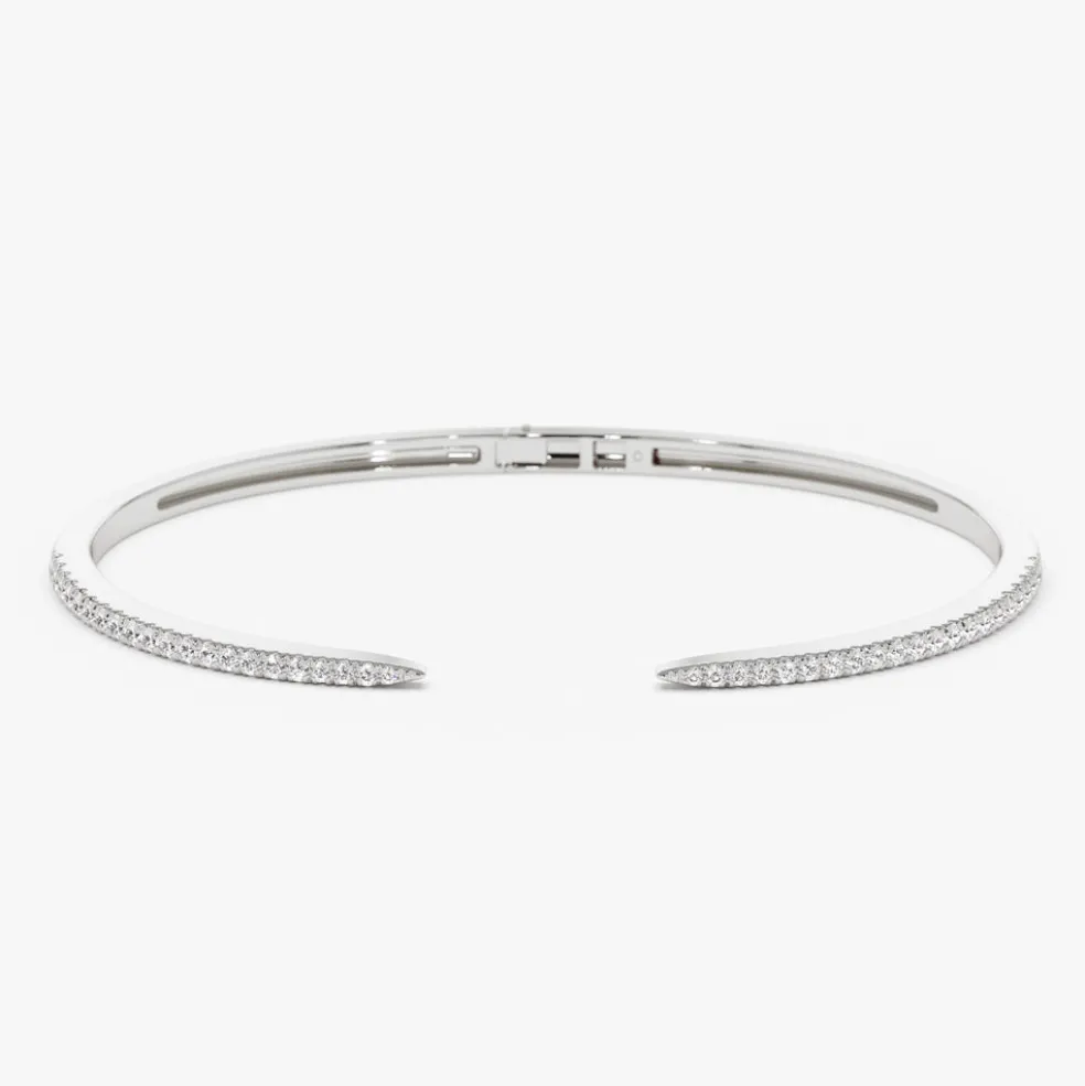 14k Cuff Diamond Bangle Bracelet 0.50 ctw