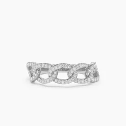 14k Curb Link Diamond Pave Ring