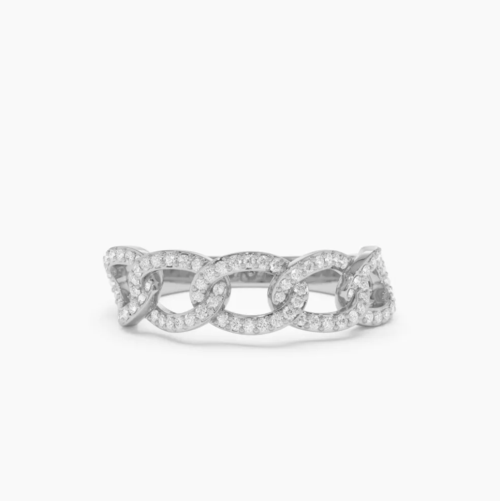 14k Curb Link Diamond Pave Ring