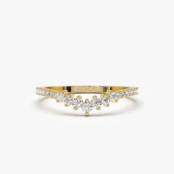 14k Curved Graduating Diamond Wedding Band