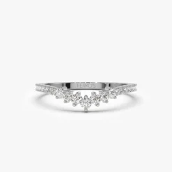 14k Curved Graduating Diamond Wedding Band
