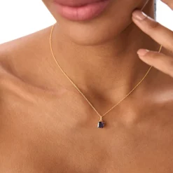 14K Cushion Cut Amethyst Solitaire Necklace