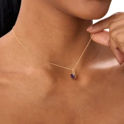 14K Cushion Cut Amethyst Solitaire Necklace