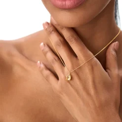 14K Cushion Cut Citrine Solitaire Necklace
