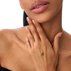 14K Cushion Cut Peridot Solitaire Necklace