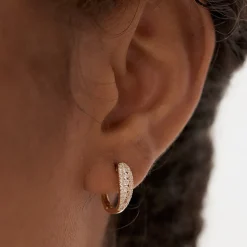 14k Cute Diamond Huggie Earrings