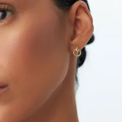 14k Dainty Circle Drop Earrings