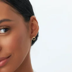 14k Dainty Circle Drop Earrings