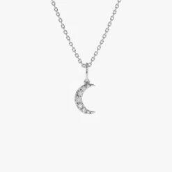 14k Dainty Crescent Moon Diamond Charm