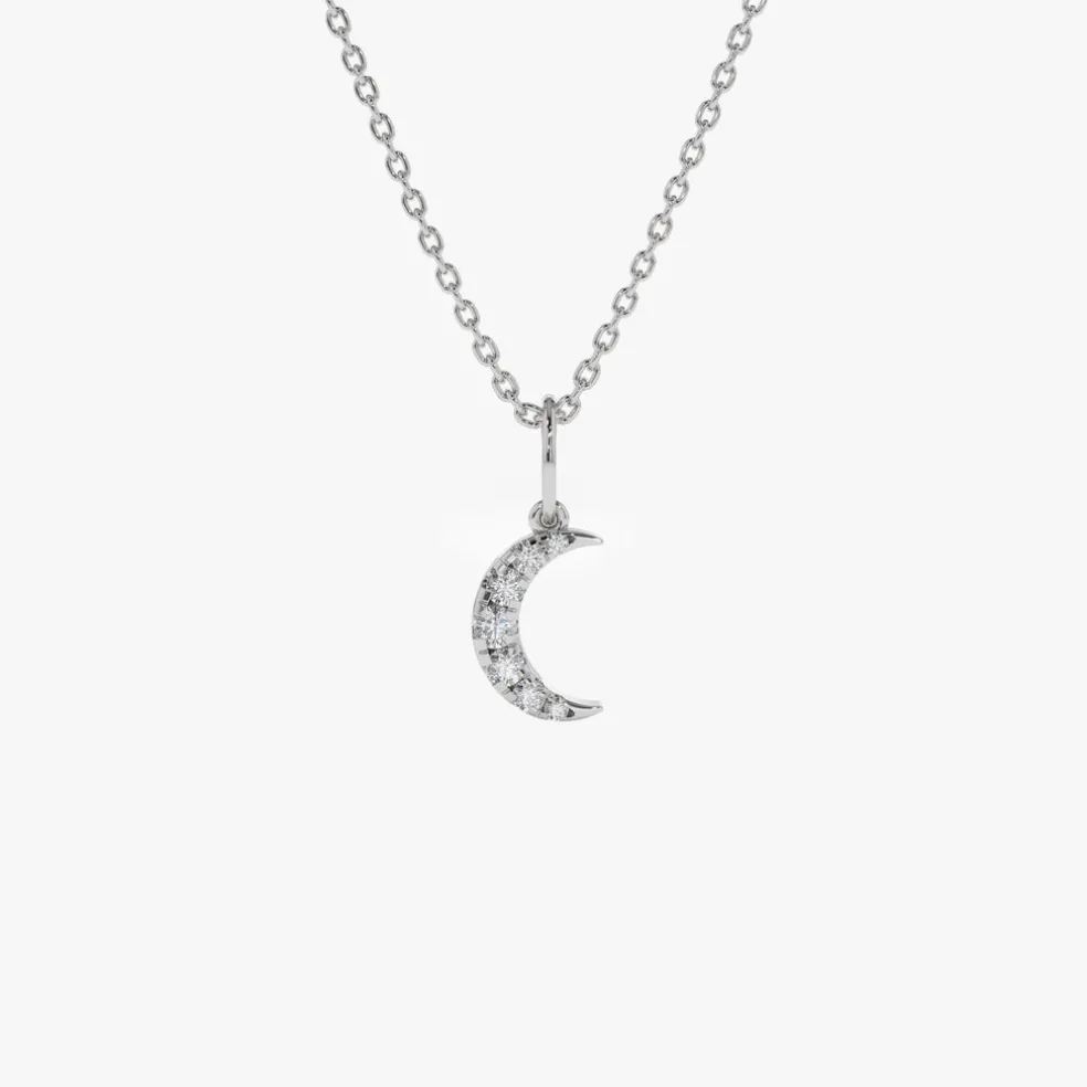 14k Dainty Crescent Moon Diamond Charm