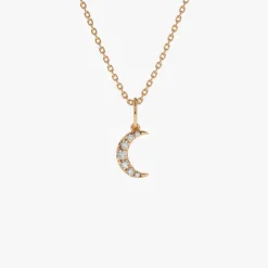 14k Dainty Crescent Moon Diamond Charm