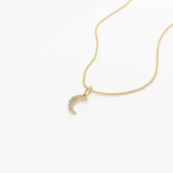 14k Dainty Crescent Moon Diamond Charm