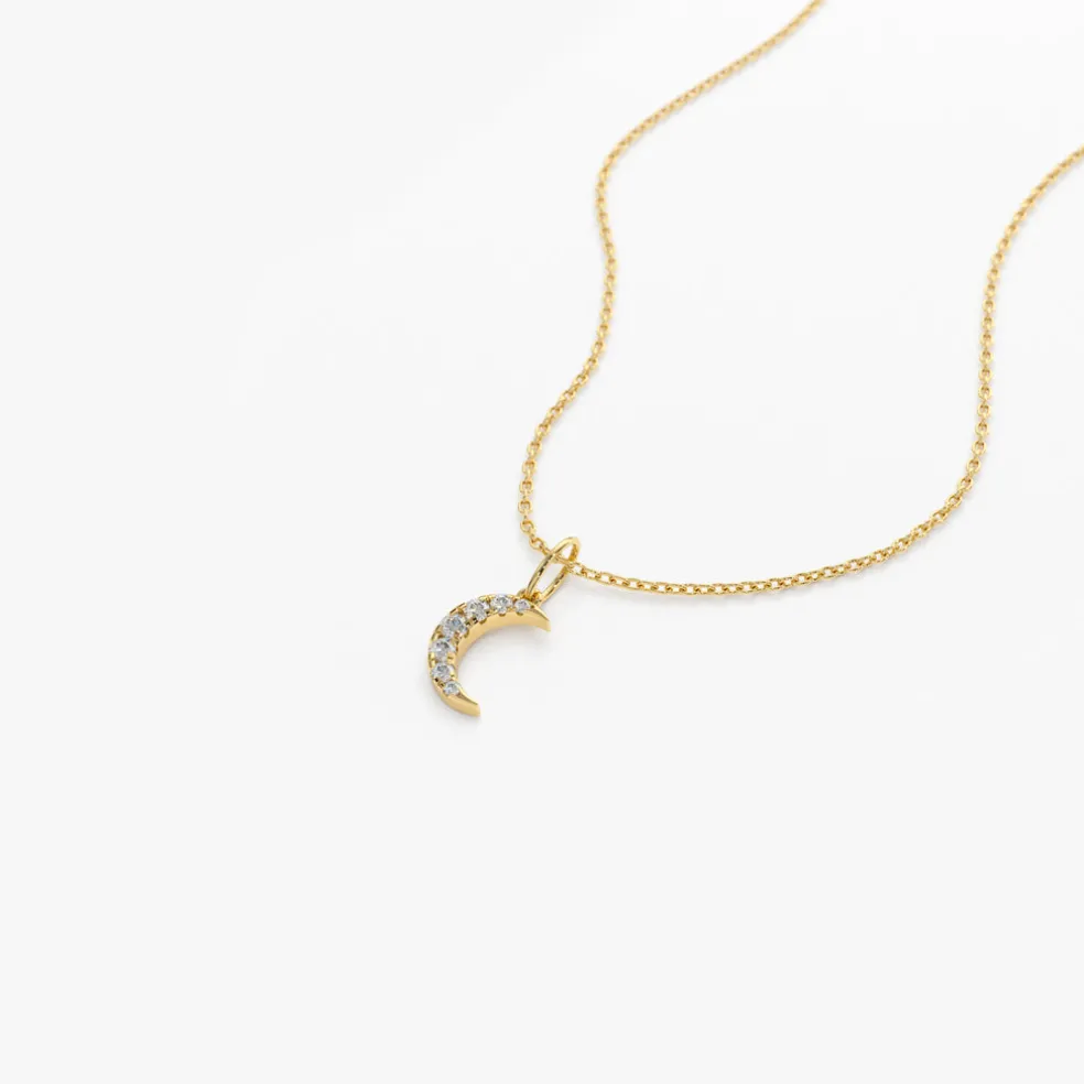14k Dainty Crescent Moon Diamond Charm