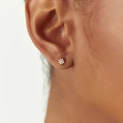 14k Dainty Crisscross Cluster Diamond Studs