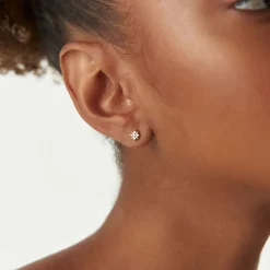 14k Dainty Crisscross Cluster Diamond Studs