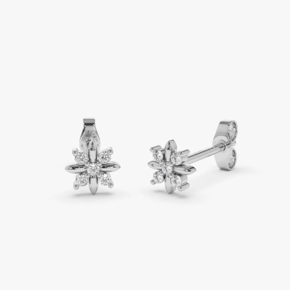 14k Dainty Crisscross Cluster Diamond Studs