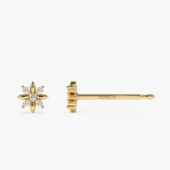 14k Dainty Crisscross Cluster Diamond Studs