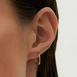 14k Dainty Diamond Hoop Earrings