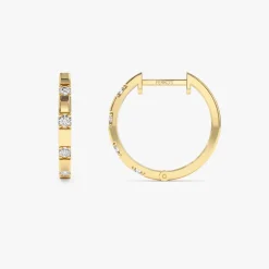 14k Dainty Diamond Hoop Earrings