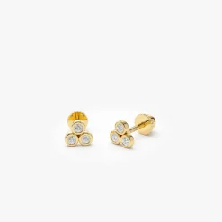 14K Dainty Diamond Trio Helix Piercing