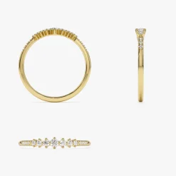 14k Dainty Graduating Diamond Wedding Ring