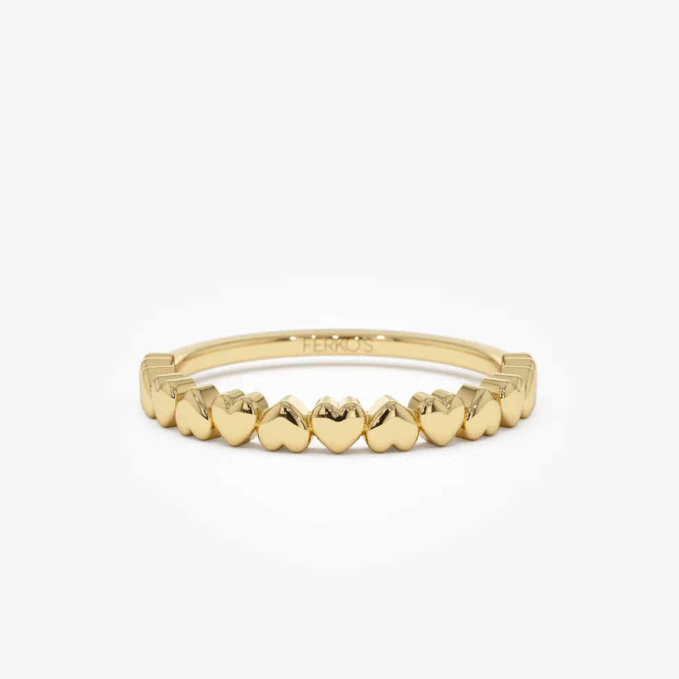 14k Dainty Heart Stacking Gold Ring