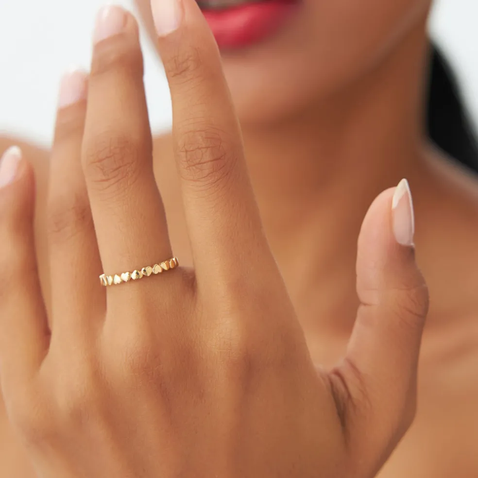 14k Dainty Heart Stacking Gold Ring