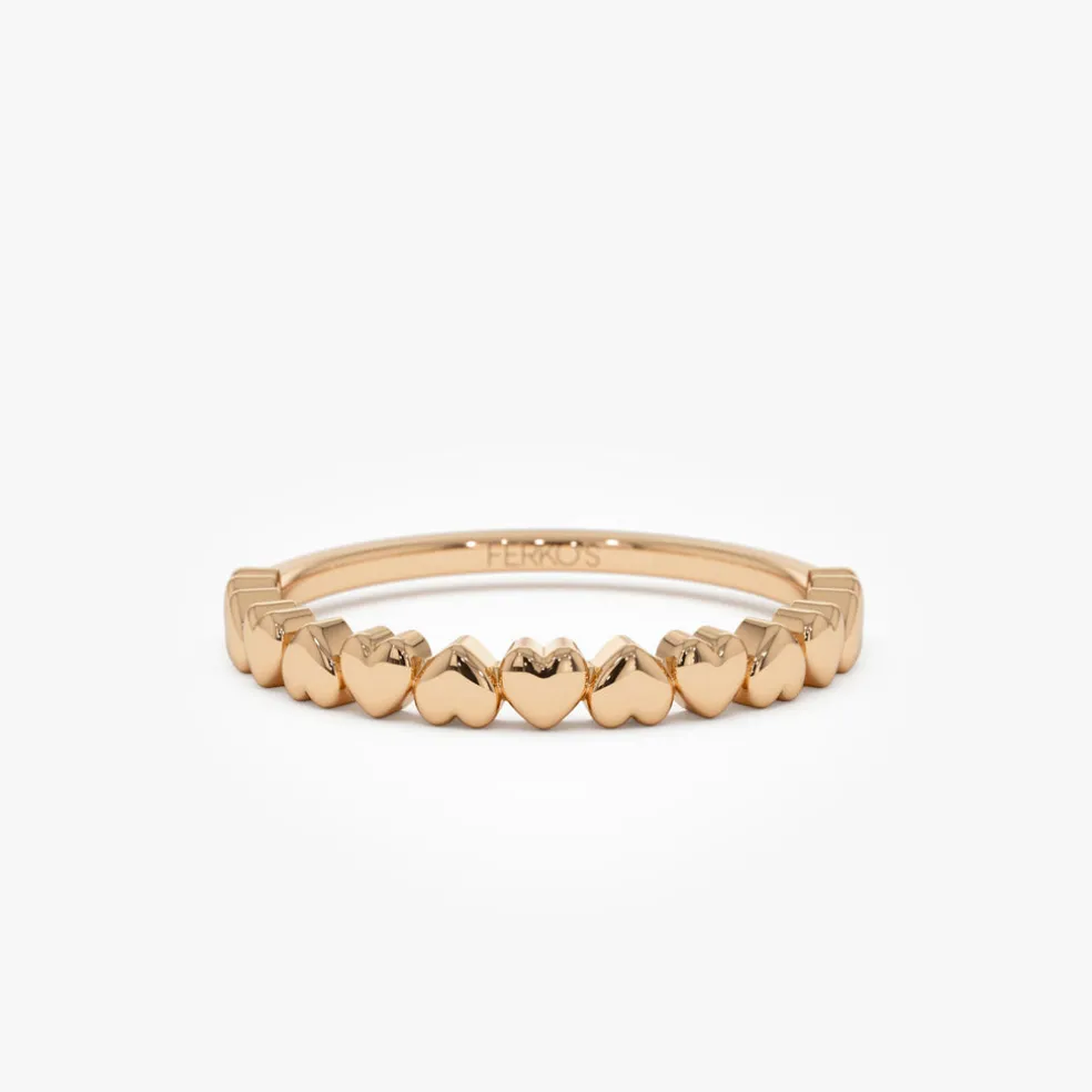 14k Dainty Heart Stacking Gold Ring