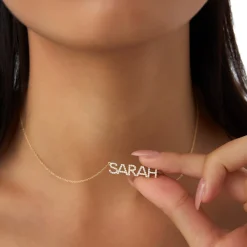 14K Dainty Layering Diamond Name Necklace